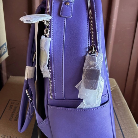 Lively Ghosts Pumpkin Beetle Juice Jack O Lantern Purple Green Backpack - Picture 3 of 8